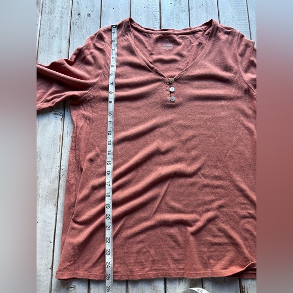 Pure Jill | Hemp Cotton Henley Tee | Rust | M 🍂👕 - Picture 3 of 9